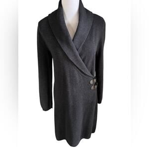 Ralph Lauren Cashmere Sweater Dress Wool Blend Grey Medium Long Sleeve
